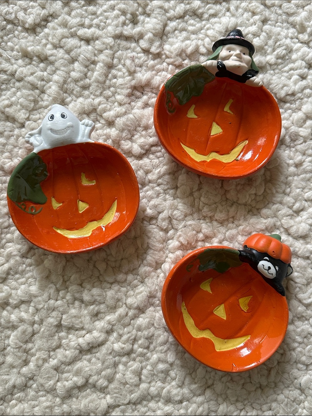 Halloween Pumpkin Ceramic  Dishes - Set of 3